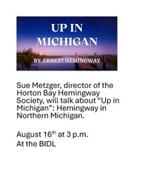 Susan Metzger, speaker on Hemingway Up in Michigan